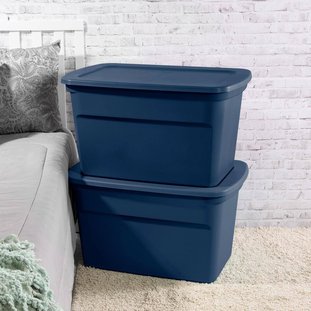 Sterilite 30 gal. Lidded Stackable Storage Tote Container in Blue 24-Pack 24 x 17367406