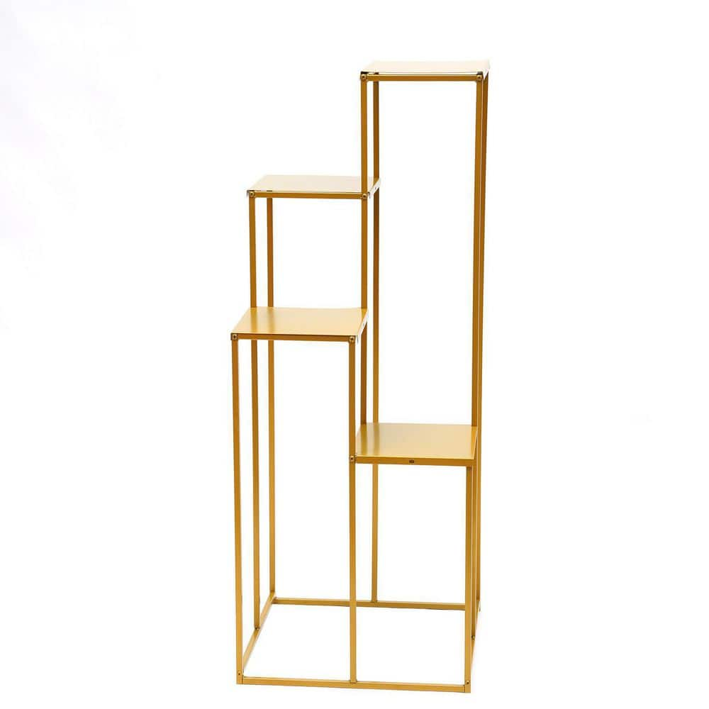 YIYIBYUS 39.37 in. Tall Indoor/Outdoor Gold Metal Plant Stand (4-Tiered) OT-ZJGJ-5109