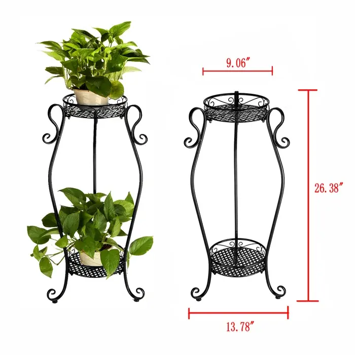 Metal Plant Stand High Quality Planters Customized Handmade modern vase floor garden plant black iron plant stands 4 tier metal