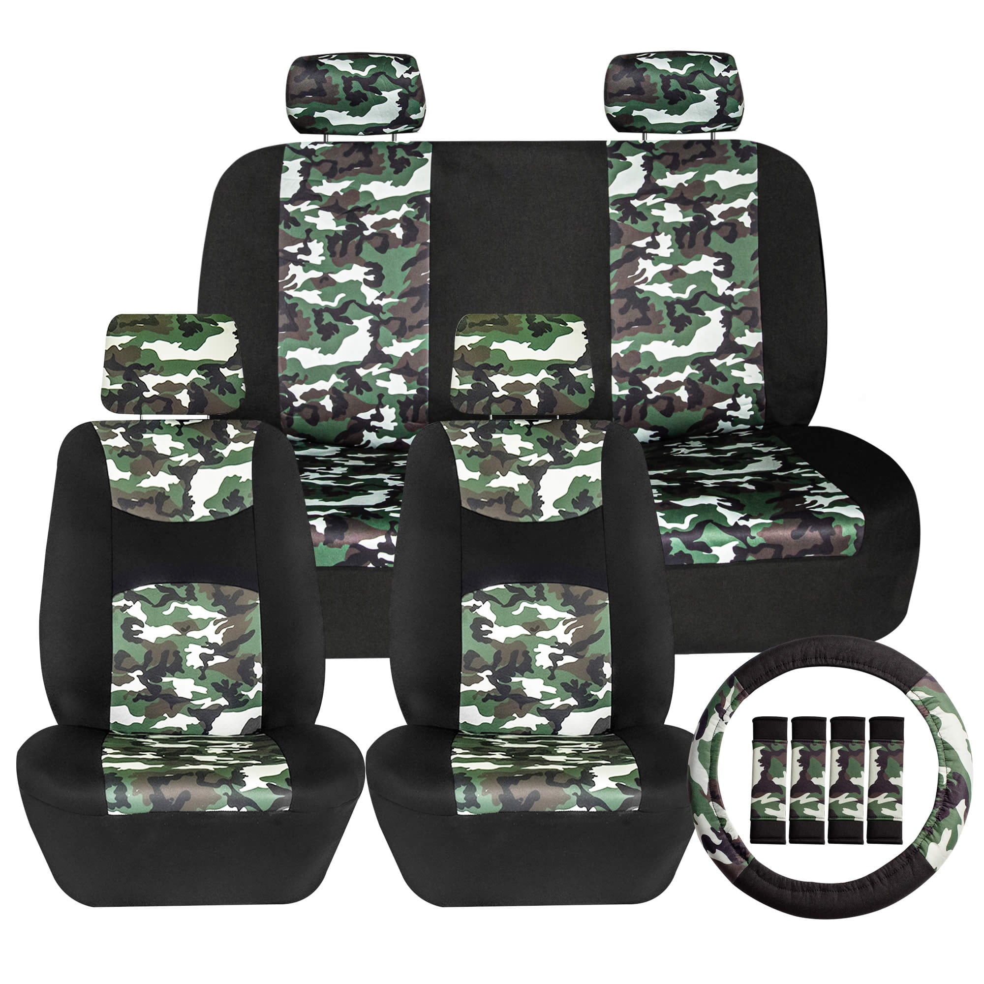 FH Group Buck59 Hunting Inspired Print Seat Covers Fit For Car Truck SUV Van–Full Set