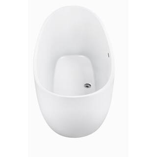 Mokleba 62 in. Double Slipper Acrylic Freestanding Flatbottom Bathtub with Polished Chrome Drain Soaking Tub in White BTMKEB1067262