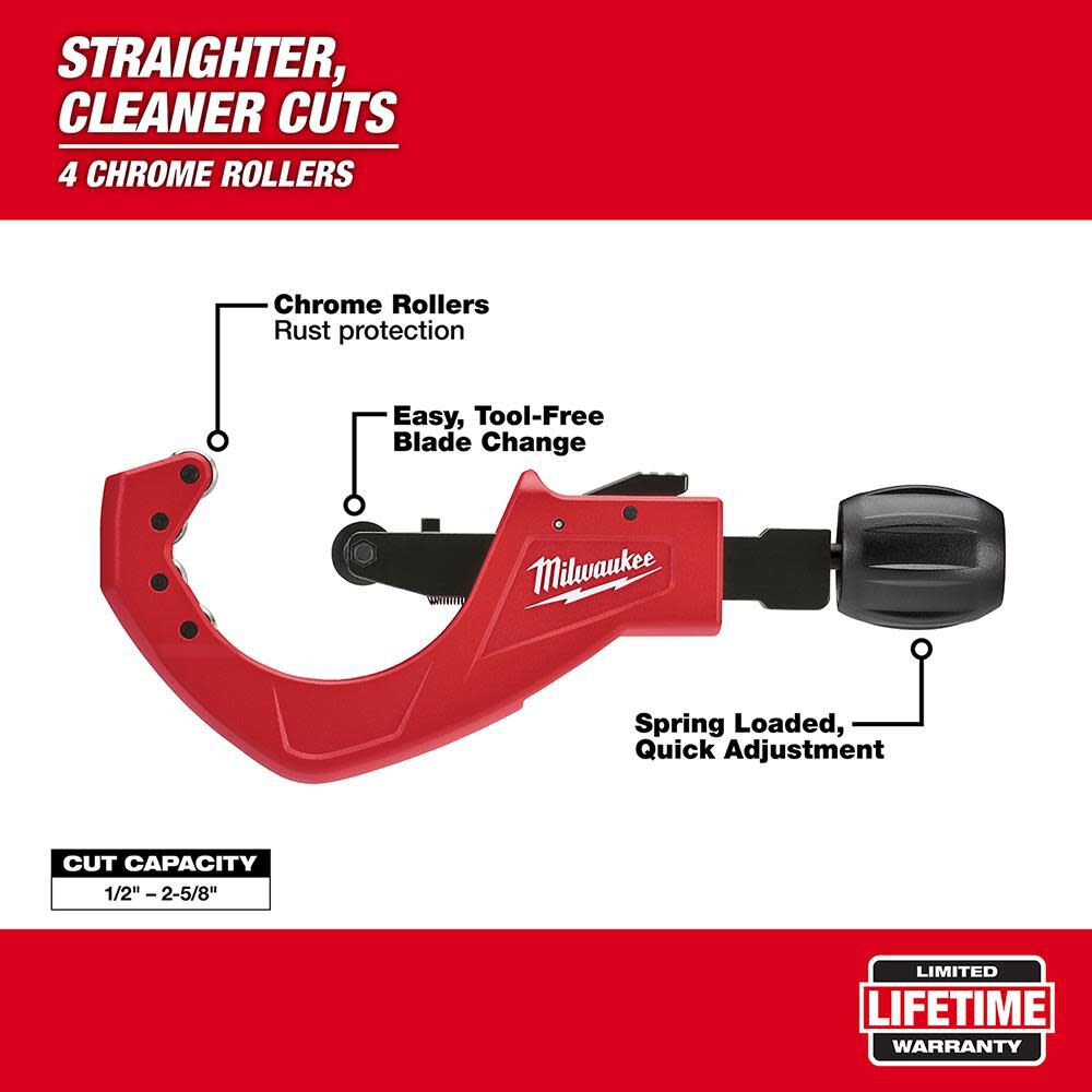 Milwaukee 2-1/2 in. Quick Adjust Copper Tubing Cutter 48-22-4253 from Milwaukee