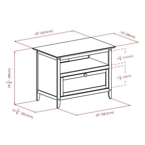 Zara TV and Media Stand， Espresso - 25 x 14.96 x 18.9 inches - 25 x 14.96 x 18.9 inches