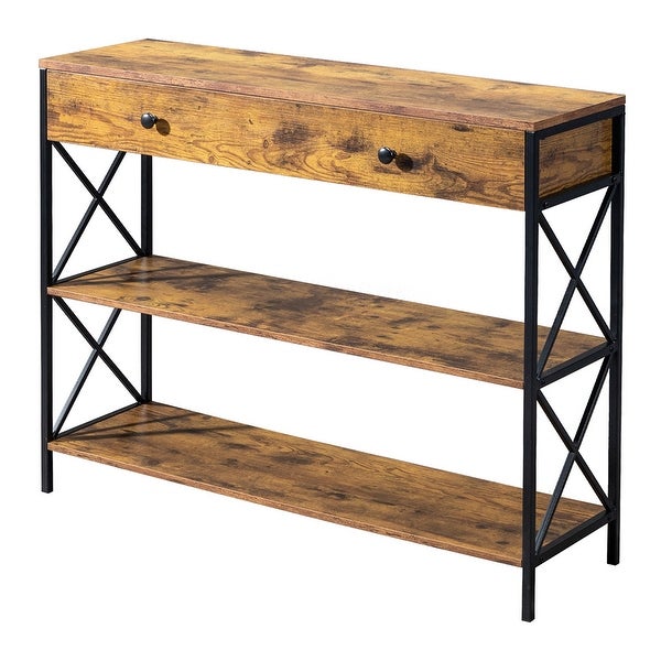 3-Tier Console Table with Drawer and 2 Storage Shelves for Entryway