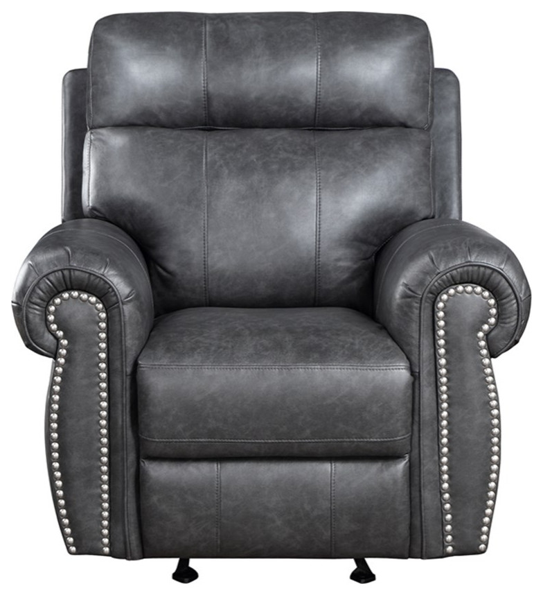 Lexicon Granville Brethable Faux Leather Glider Reclining Chair in Gray   Contemporary   Recliner Chairs   by Homesquare  Houzz