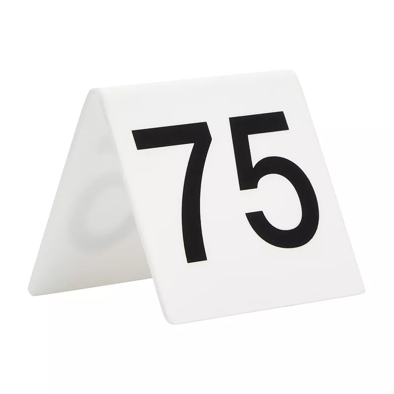 Set of 25 Acrylic Table Numbers for Wedding Reception， Plastic Tent Cards Numbered 51-75 for Restaurants， Banquets (3 x 2.75 x 2.5 In)