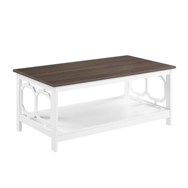 Omega Coffee Table with Shelf， Driftwood/White