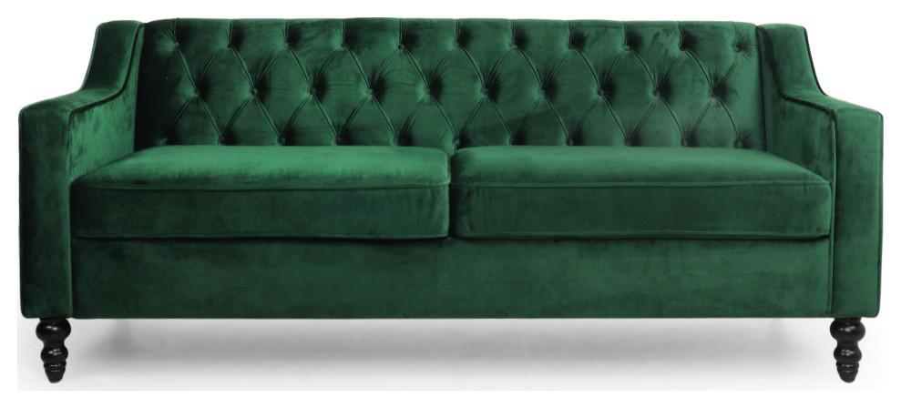 Jameer Modern Glam Tufted Velvet 3 Seater Sofa   Traditional   Sofas   by GDFStudio  Houzz