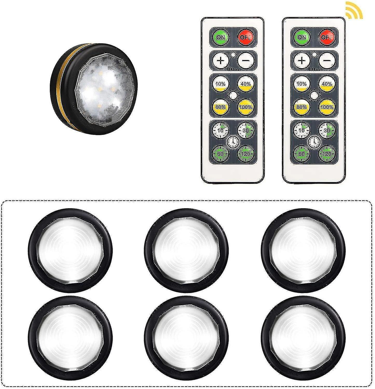 Set Of 6 Led Cabinet Lighting Battery，cabinet Light With Remote Control，cabinet Lighting For Kitchen