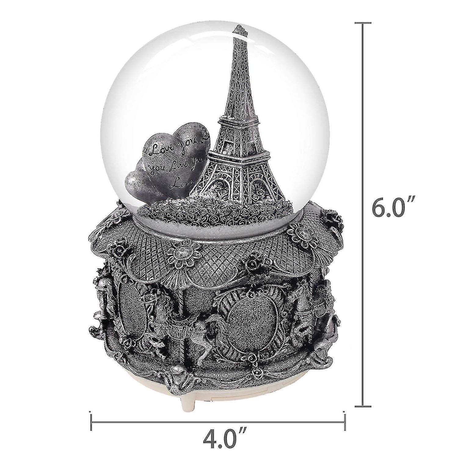 Tower Globe Music Box With Automatic Snowfall And Lights， 100mm 6