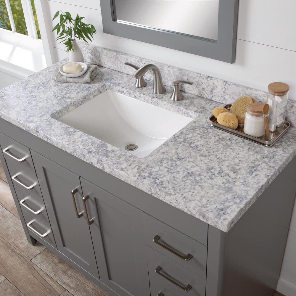 Home Decorators Collection 49 in W x 22 in D Stone Effects Cultured Marble Vanity Top in Bianco Antico with Undermount White Sink