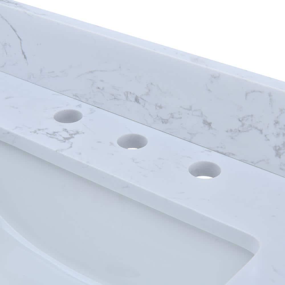 PROOX 60 in W x 22 in D Engineered Stone Composite Vanity Top in White with White Rectangular Single Sink