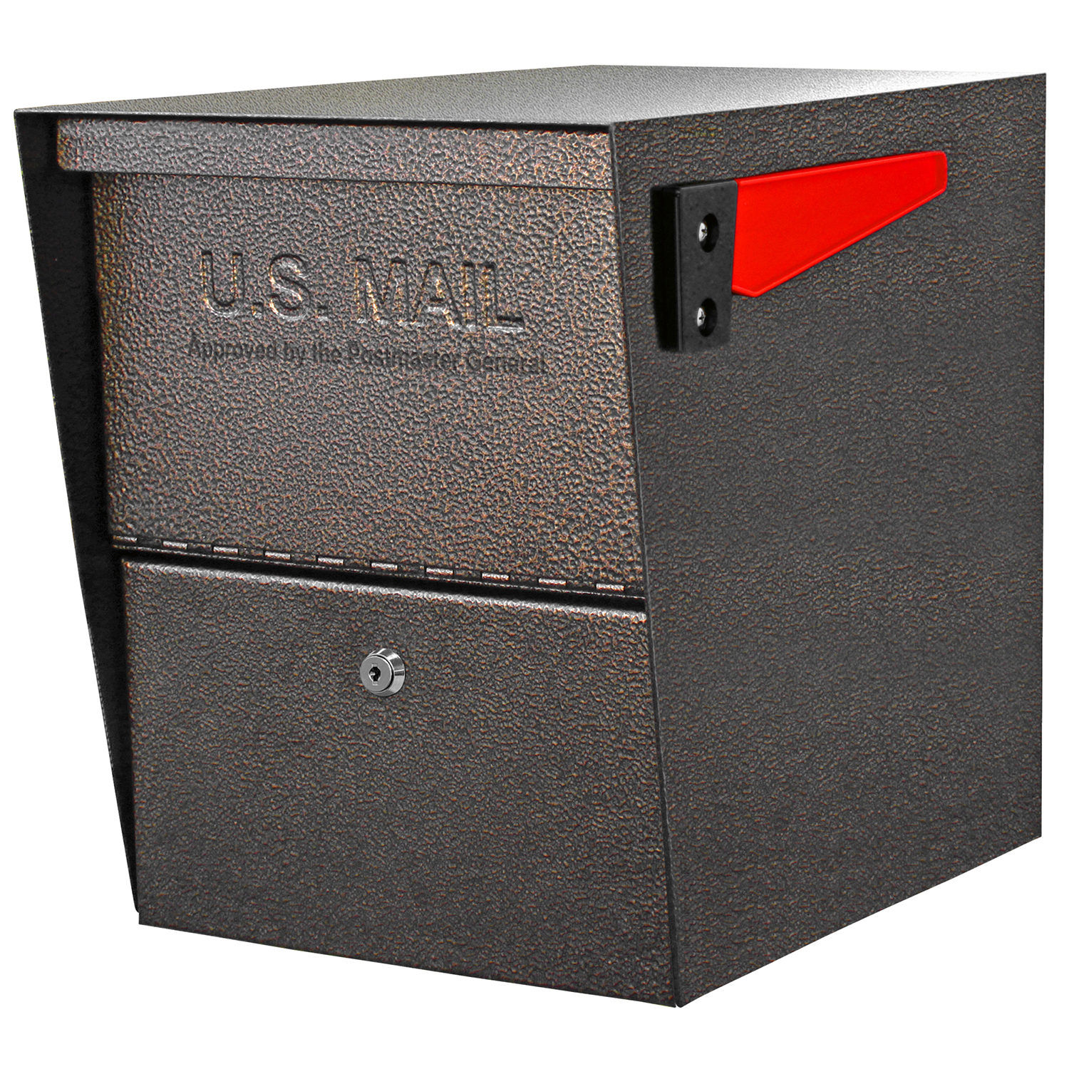 Mail Boss Package Master Modern Galvanized Steel Post Mount Bronze Locking Mailbox