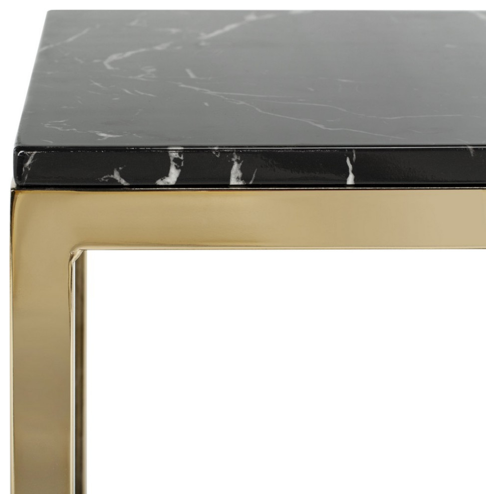 Halston Square End Table Black Marble/Brass   Contemporary   Side Tables And End Tables   by AED Luxury Home Decor  Houzz