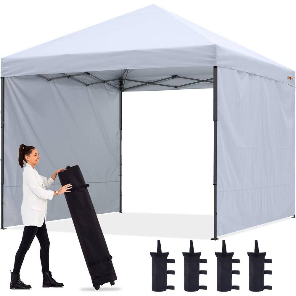 ABCCANOPY 10 ft. x 10 ft. White Instant Pop Up Canopy Tent with 2 Removeable Sidewalls AHZJ2W-10FTWhite