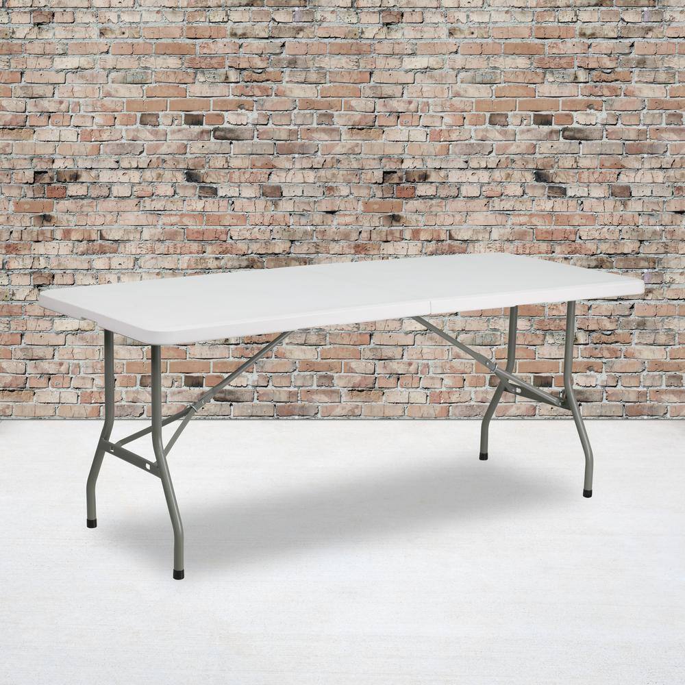 Carnegy Avenue 72 in. Granite White Plastic Tabletop Metal Frame Folding Table CGA-RB-22755-GR-HD