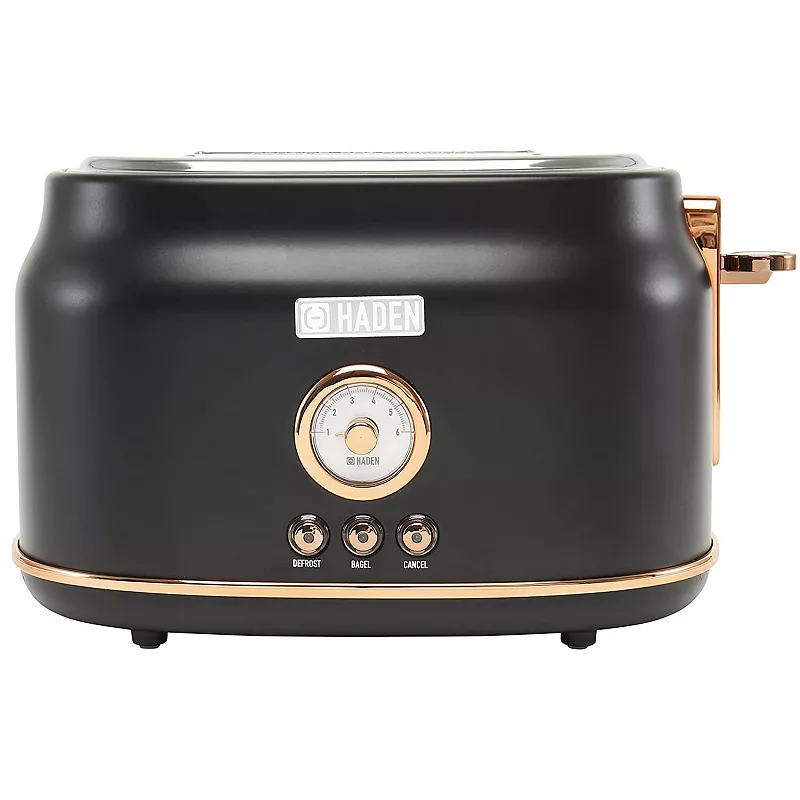 Haden Dorset 2 Slice Wide Slot Stainless Steel Countertop Toaster， Black/Copper