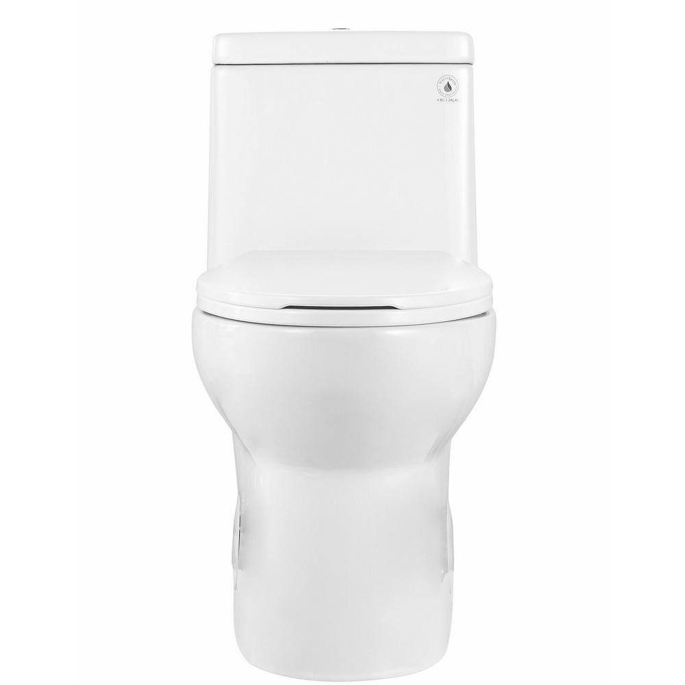 HOROW 1-piece 0.81.28 GPF Dual Flush Elongated Toilet in White with Seat Included HR-0037