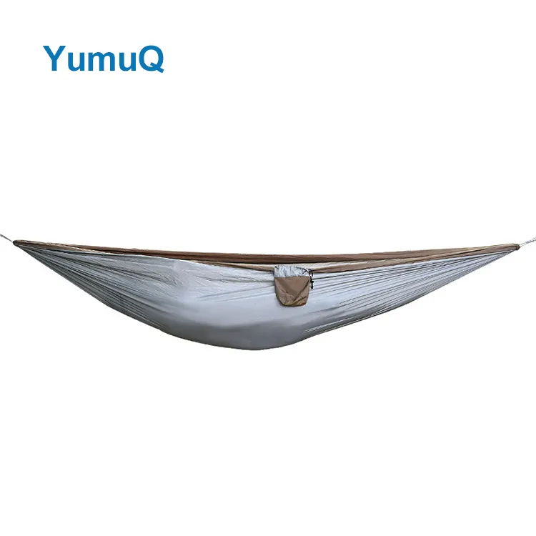 YumuQ 2023 Custom Cheap 1 Or 2 Person Portable Striped Hammock For Outdoor Travel Leisure Bed