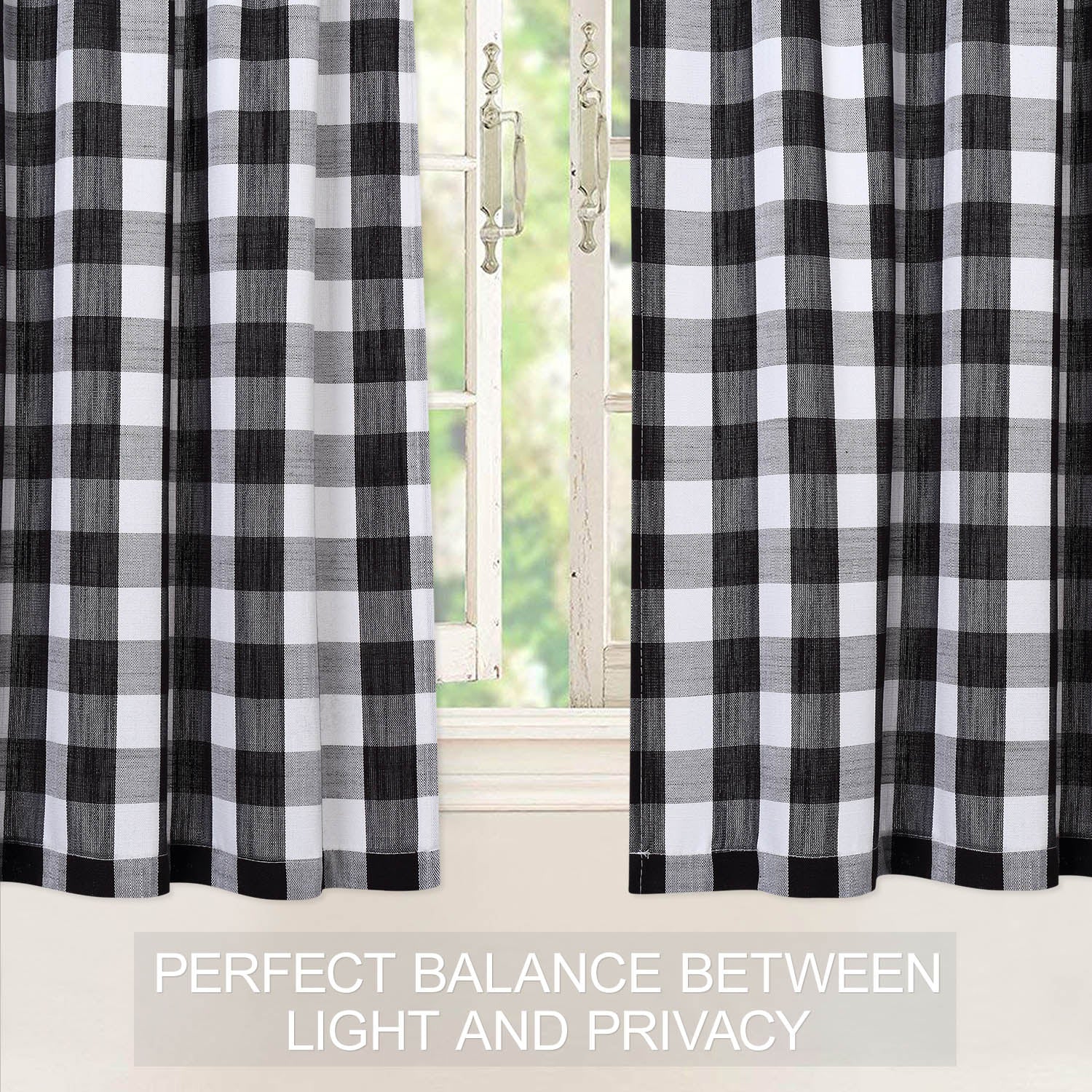 Haperlare Farmhouse Kitchen Curtains Buffalo Check Plaid Blackout Thick Yarn Dyed Cafe Curtain， Black/White， 28W x 24L 2 Panels