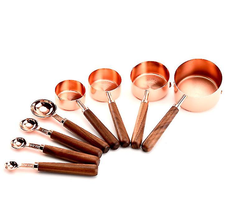 4pcs Stainless Steel Rose Gold Measuring Cups and Measuring Spoons Set