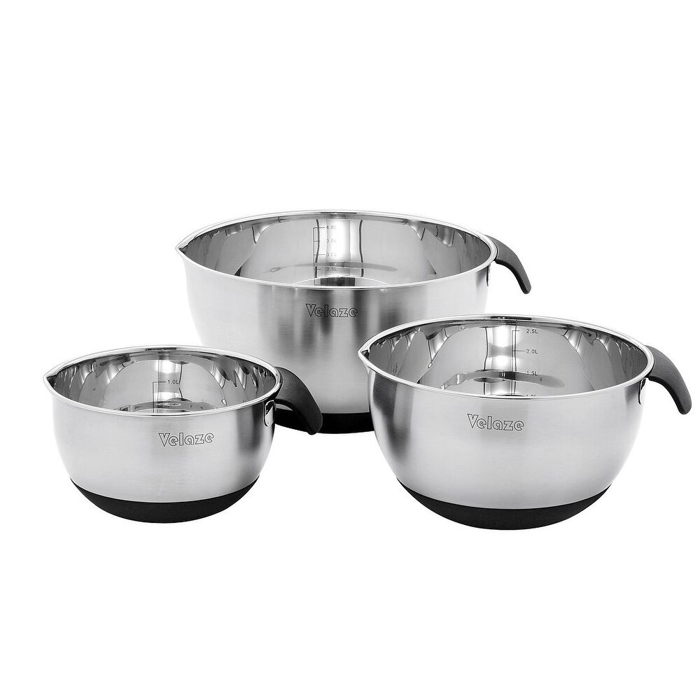 Velaze 3 Piece Stainless Steel Mixing Bowl Set (Set of 3)