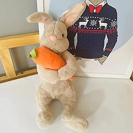 Bunny Stuffed Animal， Easter Bunny Plush Rabbit， 8 Inch Bunny Hugging Carrot Plush Toys