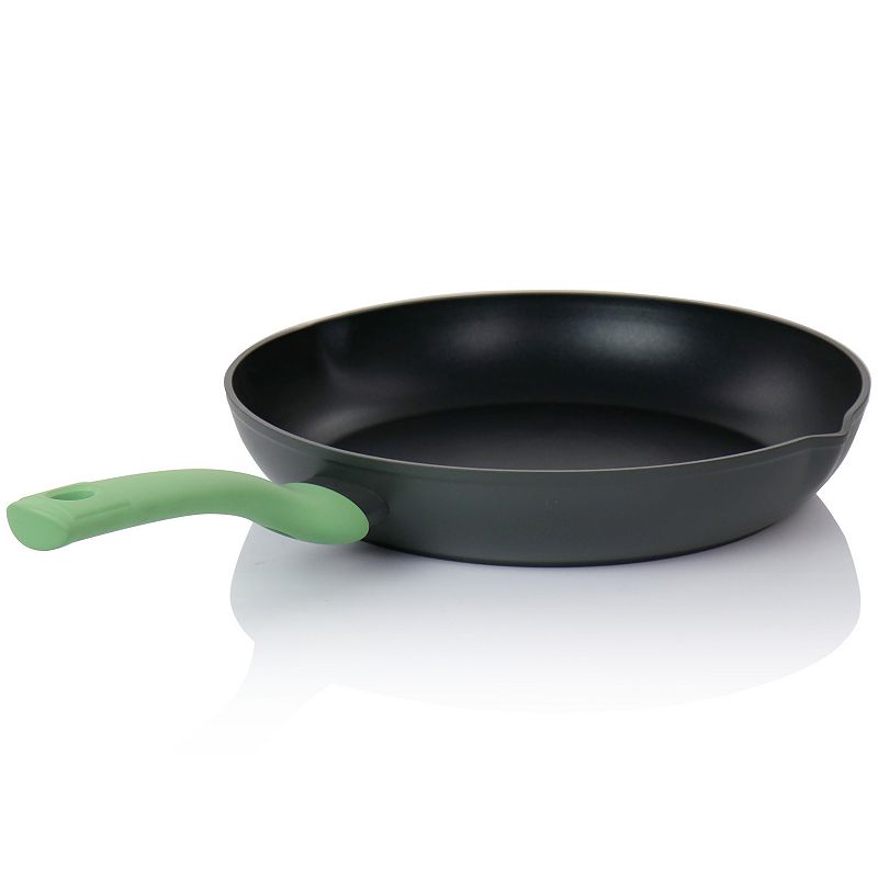 Oster Cocina Rigby 12 Inch Aluminum Nonstick Frying Pan in Green with Pouring Spouts