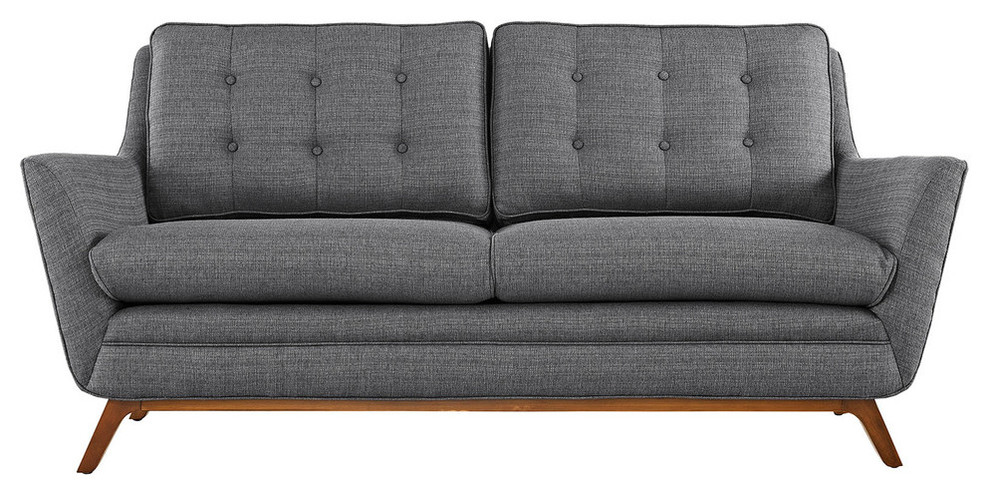 Beguile Upholstered Fabric Loveseat   Midcentury   Loveseats   by House Bound  Houzz