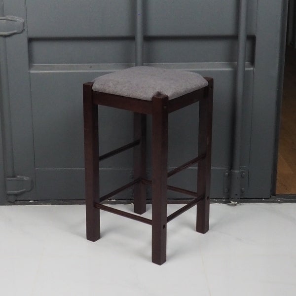 Matthis 25 in. Backless Wood Frame Bar Stool with Fabric Seat (Set of 2) - 14