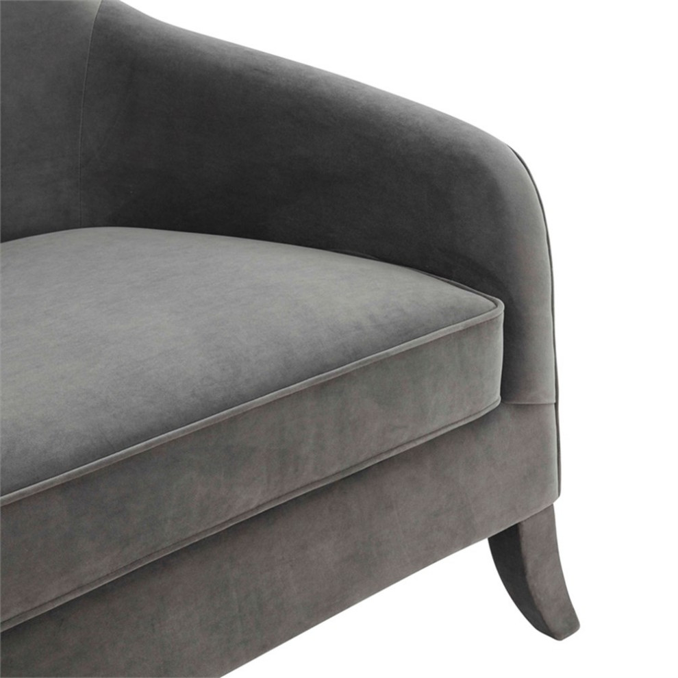 TOV Furniture Neveah Grey Velvet Upholstered Sofa   Transitional   Sofas   by TOV Furniture  Houzz