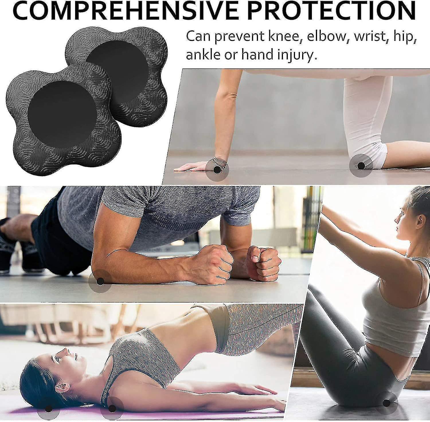 2 Pack Yoga Knee Pads， Yoga Kneeling Support Comfortable Lightweight Yoga Knee Pads， Black