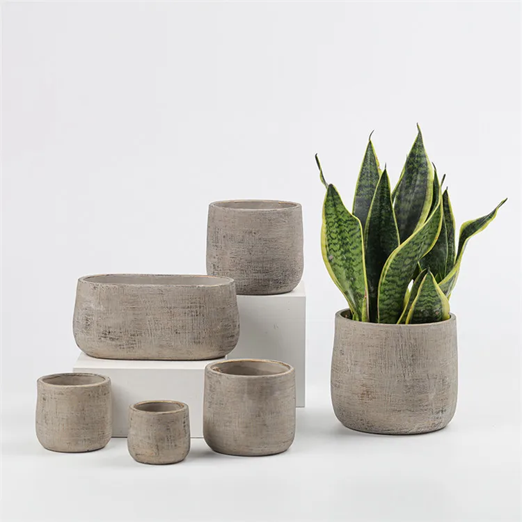 Garden supplies retro texture home courtyard decoration concrete flower planter cement cactus pot indoor pots for plants