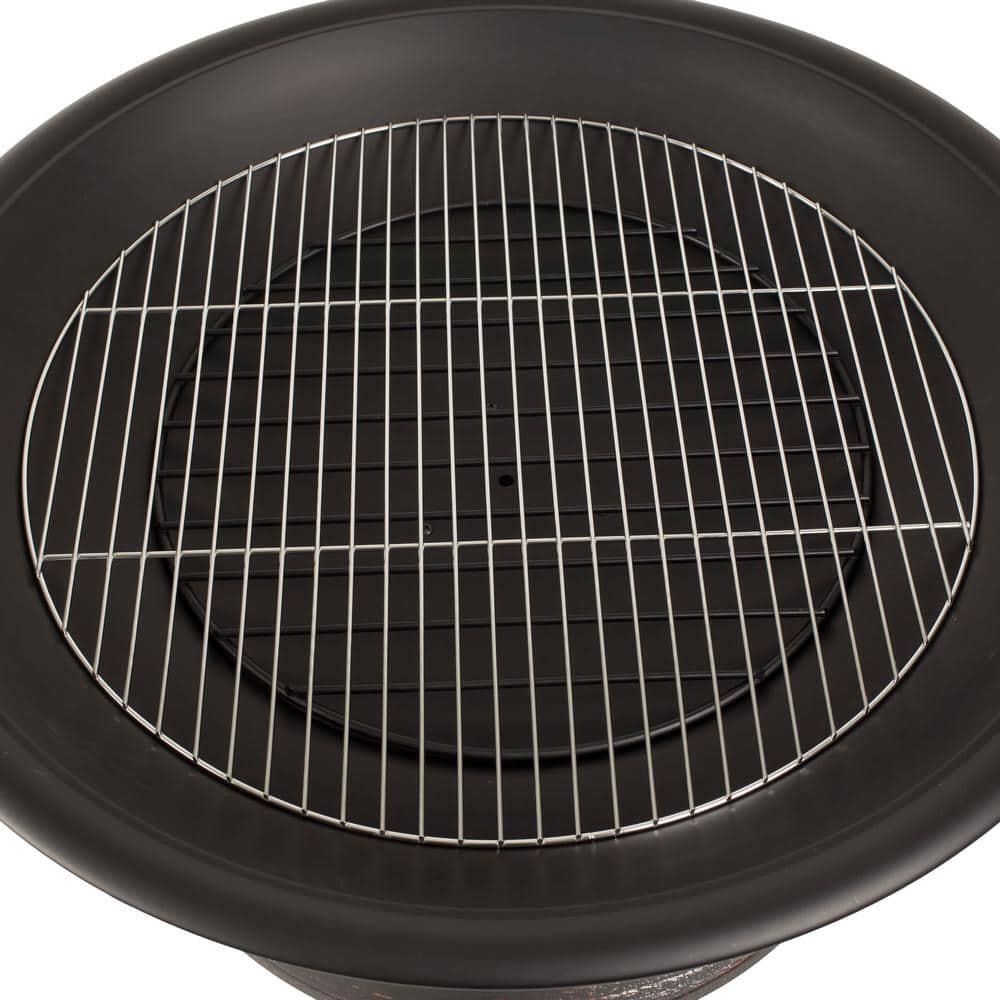 Pleasant Hearth Palmetto 30 in x 19 in Round Steel Wood Fire Pit in Rubbed Bronze with Cooking Grid