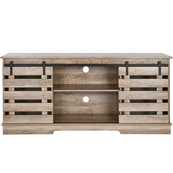 Evelynn Modern TV Stand TV Console Sliding Fence Farmhouse Barn Doors for TVs up to 65