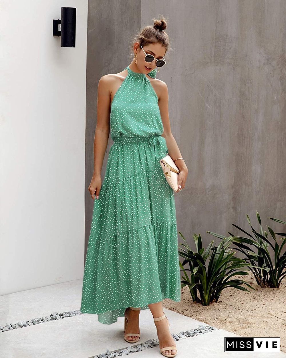 Halter Neck Backless Maxi Dress