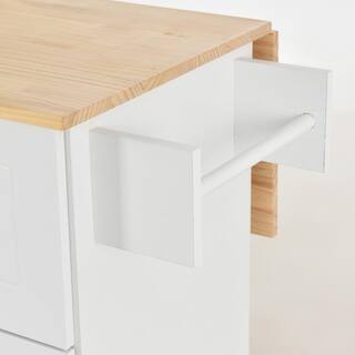 Nestfair White Kitchen Island with Racks and Drawers LWF287035W