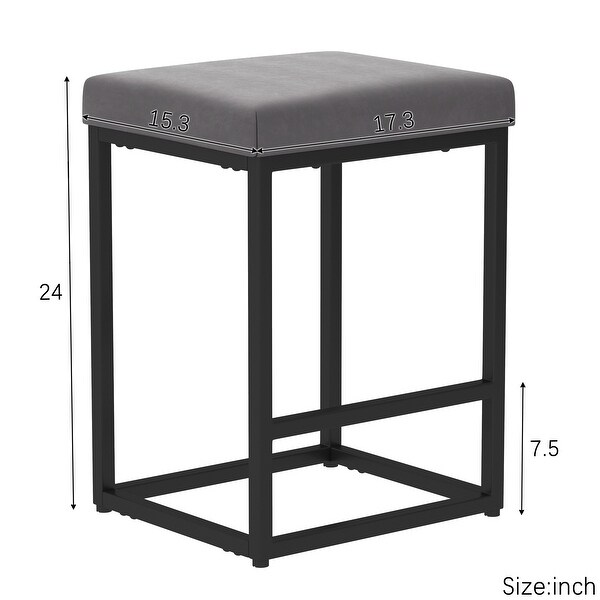 Counter Height Bar Stools Upholstered Faux Leather Chairs Set of 2