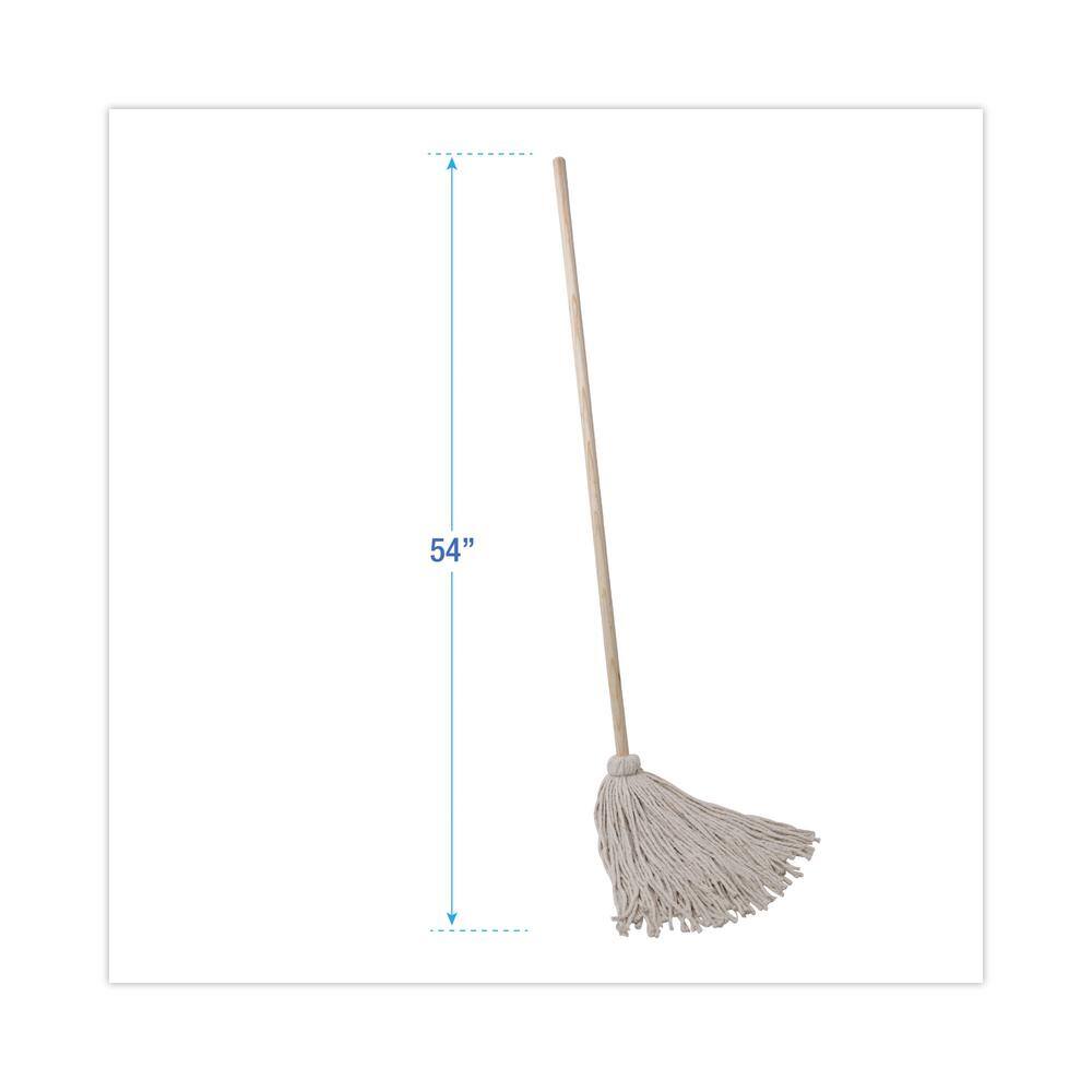 Boardwalk 24 oz. Cotton Fiber Head String Deck Mop with 54 in. Wooden Handle (6-Pack) BWK124C