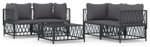 vidaXL Patio Furniture Set 5 Piece Loveseat with Cushions Anthracite Steel   Transitional   Outdoor Lounge Sets   by vidaXL LLC  Houzz