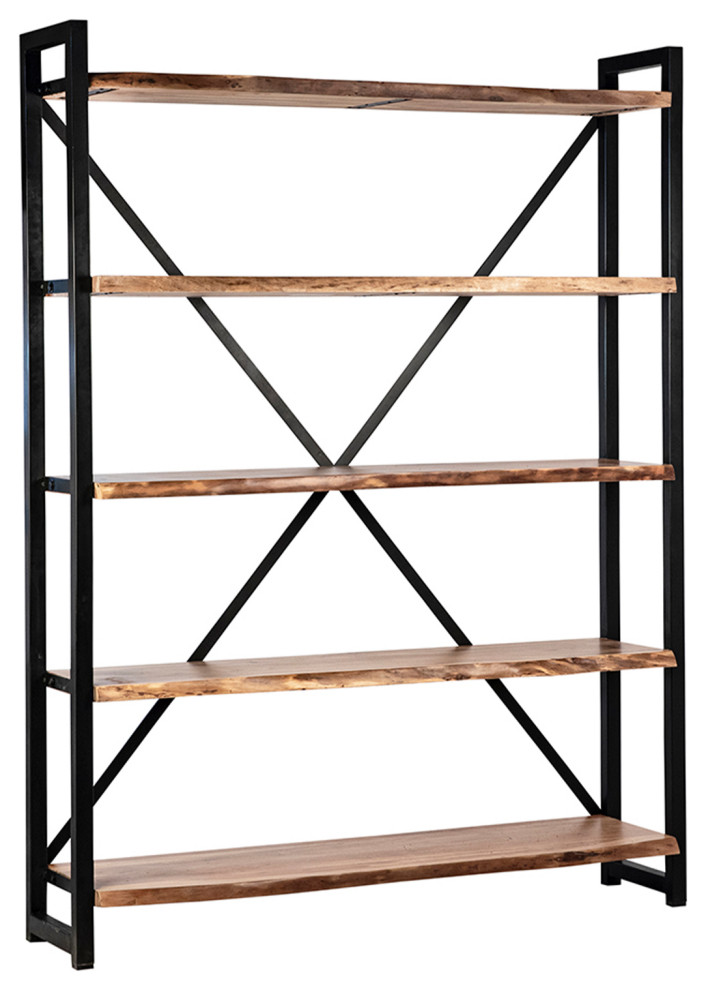 Live Edge Wood  ampIron Shelf   Industrial   Bookcases   by Design Mix Furniture  Houzz