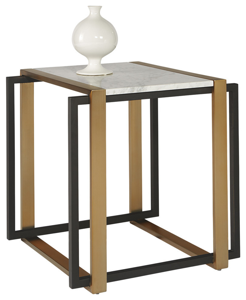 Garnet End Table  Black/Brass  White Marble   Transitional   Side Tables And End Tables   by Sunpan Modern Home  Houzz