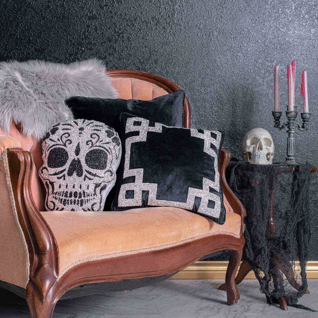 Luminous Sugar Skull Novelty Throw Pillow Sparkles Home