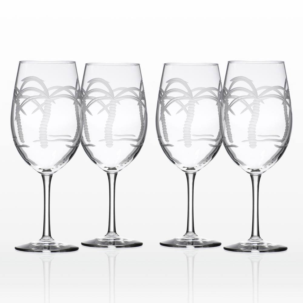 Rolf Glass Palm Tree 18 oz. Clear All Purpose Wine (Set of 4) 203263-S4