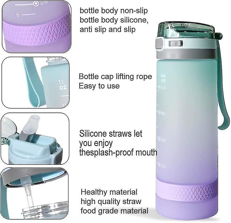 Baicccf Fitness Sport Water Bottle With Straw，tritan Gradient Color Sports Cups，drinking Bottle Cups