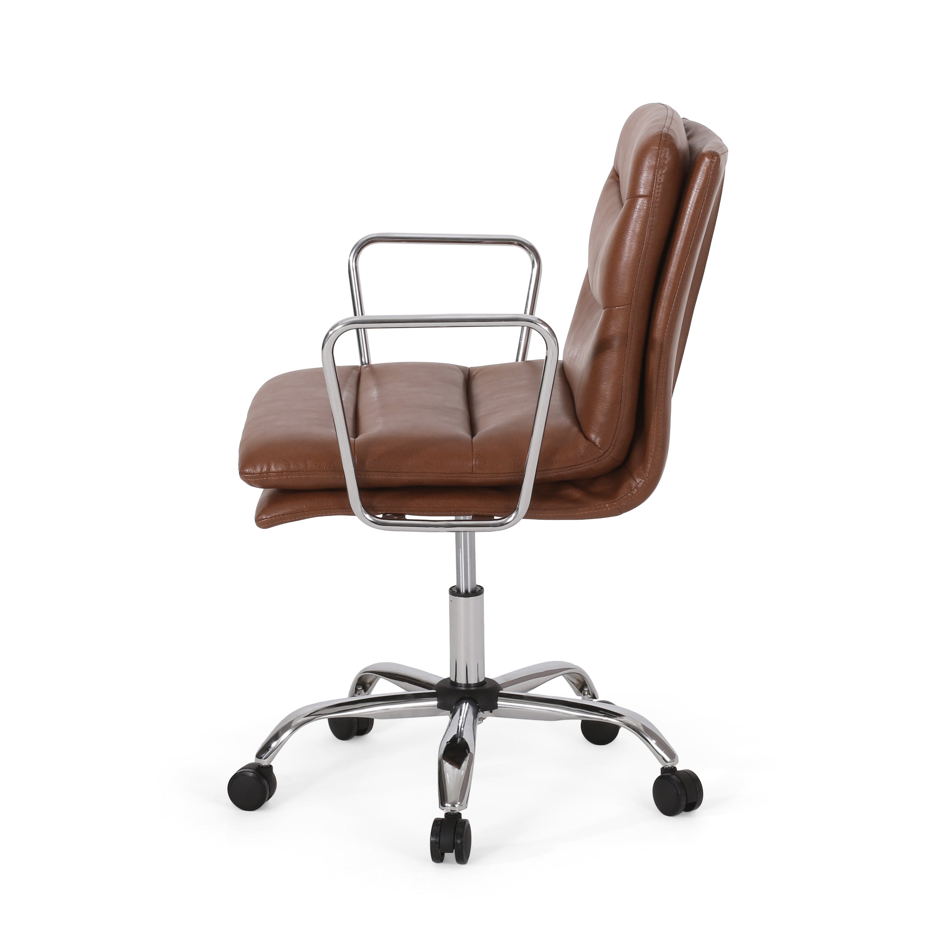 Gould Contemporary Faux Leather Channel Stitch Swivel Office Chair