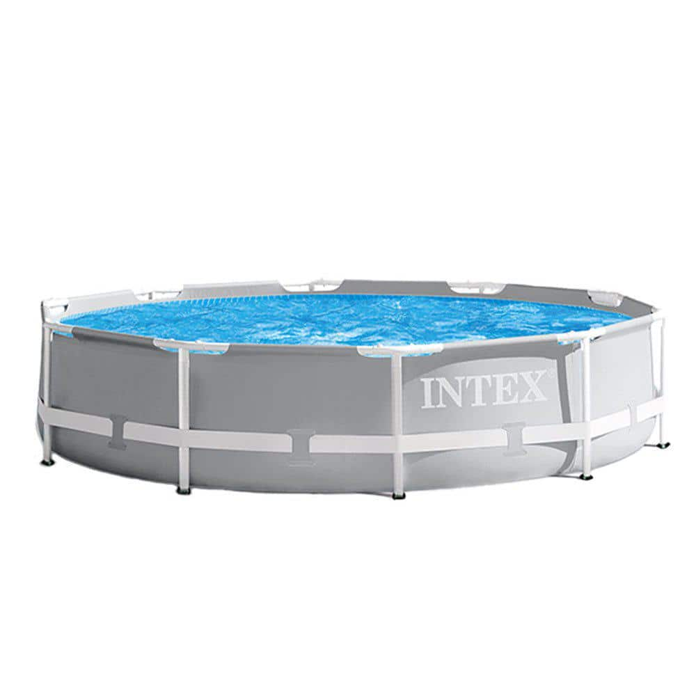 Intex 10 ft. Round 30 in. D Soft-Sided Metal Frame Pool with 10 ft. Above Ground Pool Cover 26701EH + 28030E