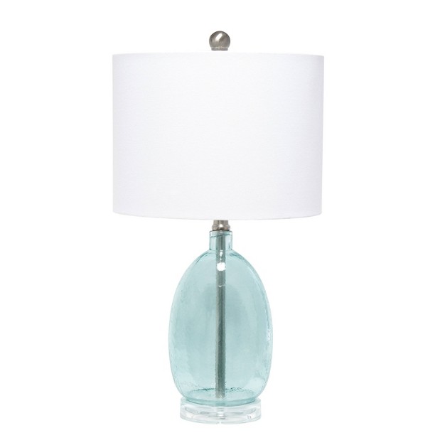 Glass Table Lamp With White Drum Shade Blue Lalia Home