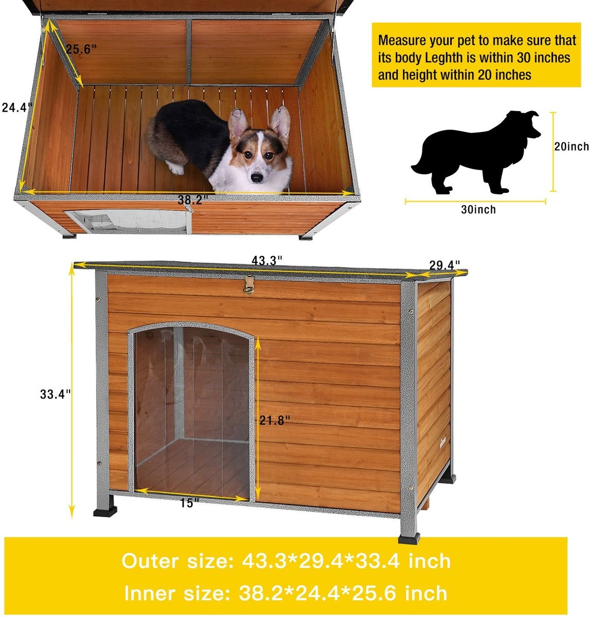 Aivituvin Wooden Heavy Duty Dog House