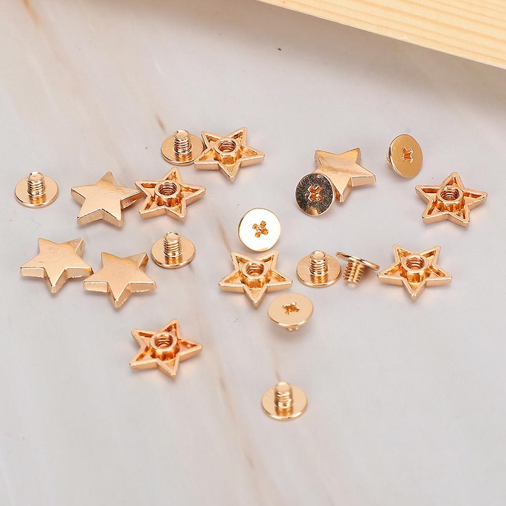 50 Sets Star Shape Rivet 12mm Flat Screw Clothes Accessory Antiand#8209;corrosion Zinc Alloy(gold )